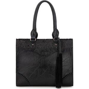 Vintage-Inspired Western Handbag: Vegan Leather with Whipstitch & Fringe Design